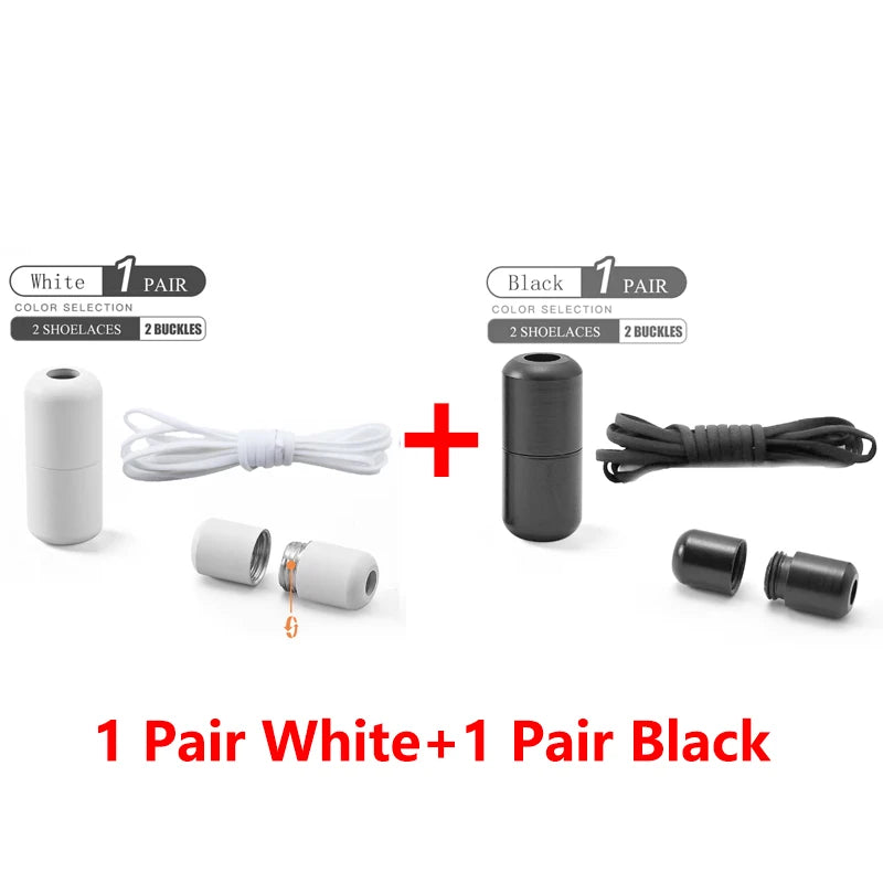 Elastic No Tie Shoelaces Semicircle Shoe Laces For Kids and Adult Sneakers Shoelace Quick Lazy Metal Lock Laces Shoe Strings