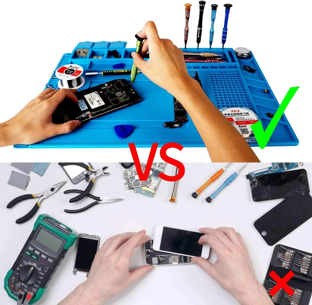 Magnetic Mat Silicone Repair Mat Circuit Board Soldering Pad Heat Resistant 932°F Anti-Static for ESD Iron Phone Repair