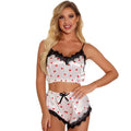 Women V-Neck Printed Bra Camisole Nightgown Girls Can Love Girls Cute Erotic Lingerie Strapless Beauty Back Halter Shorts Set