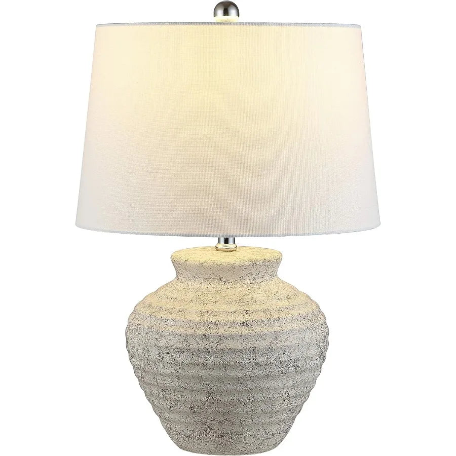 Lighting Collection Ledger Rustic Farmhouse Light Grey Ceramic 23-inch Bedroom Living Room Home Office Desk Nightstand Table La