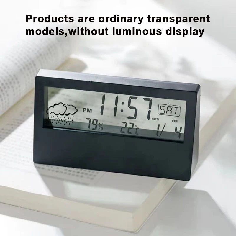 LED Thermometer Thermo-Hygrometer Multifunction Electronic Clock Temperature Humidity Meter Weather Station for Home With Alarm