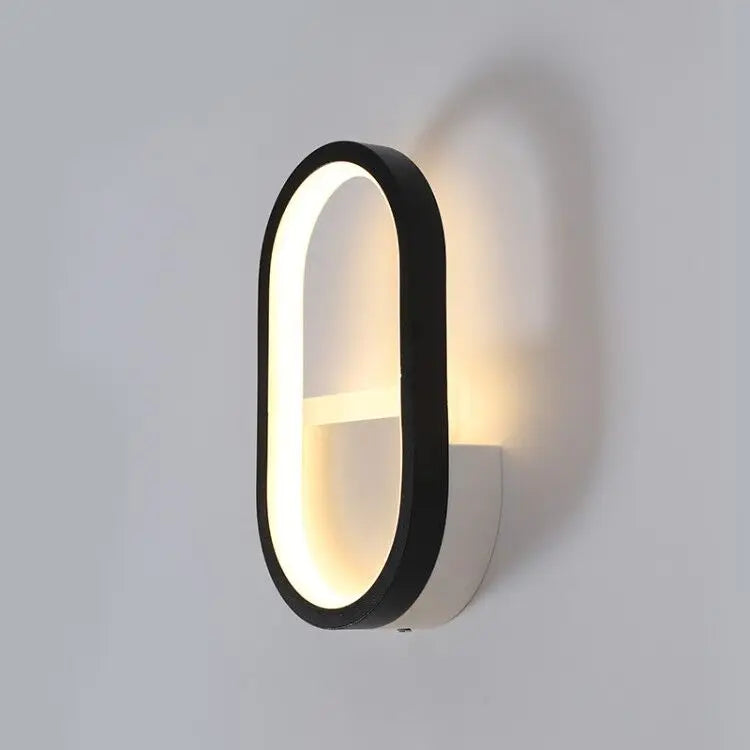 Modern Nordic LED Wall Lamp, Minimalist Black Geometric Sconce for Bedroom Bedside Living Room Decor, Creative Home Light