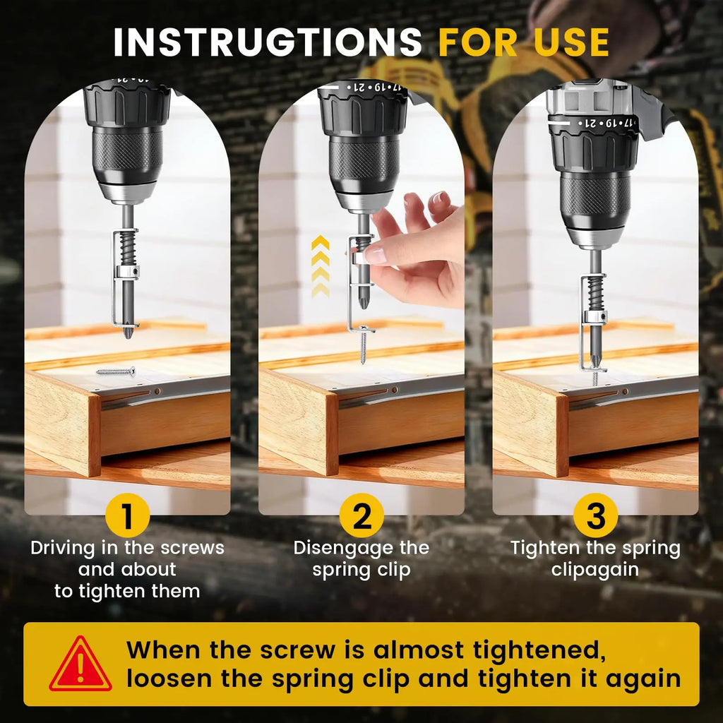 Spring-loaded screw holder drill bit anti-drop screwdriver bit fixing clamp set, suitable for electricians and home DIY repairs.