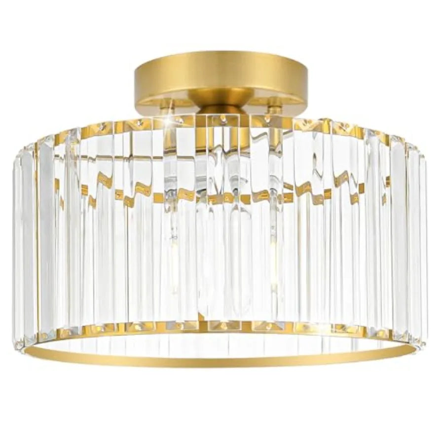Crystal Ceiling Light Fixture, Modern Semi Flush Mount Ceiling Light, Hallway Lighting Fixtures Chandelier for Kitchen, Close T