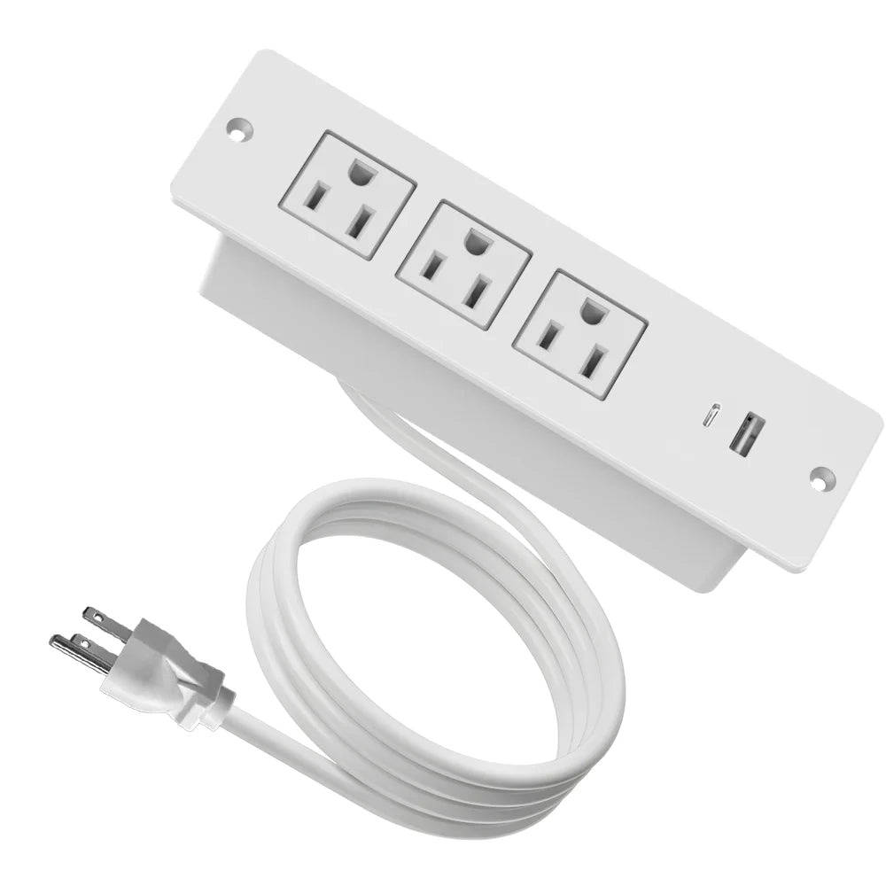Recessed Power Strip Charging Station with USB Plugs Protector Outlet Extender with Extension Cord for Home Office Power Strip