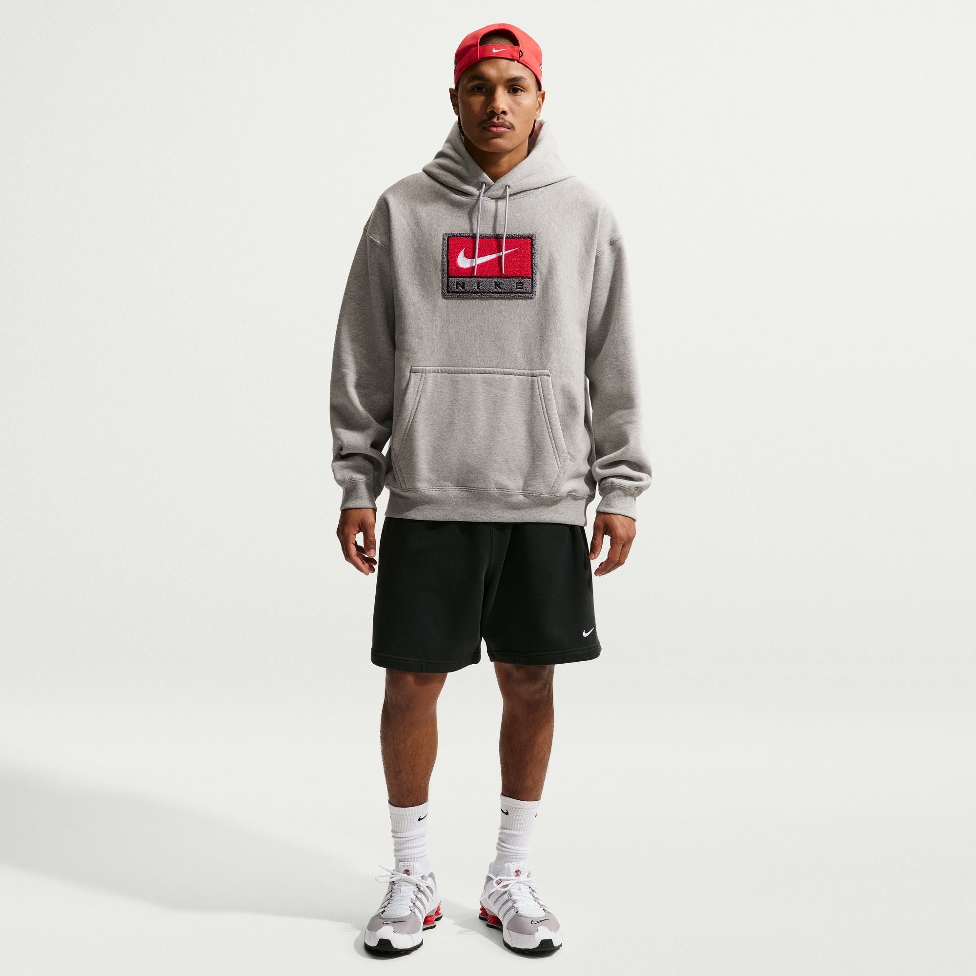 Nike Mens Solo Swoosh Hoodie - Grey/White