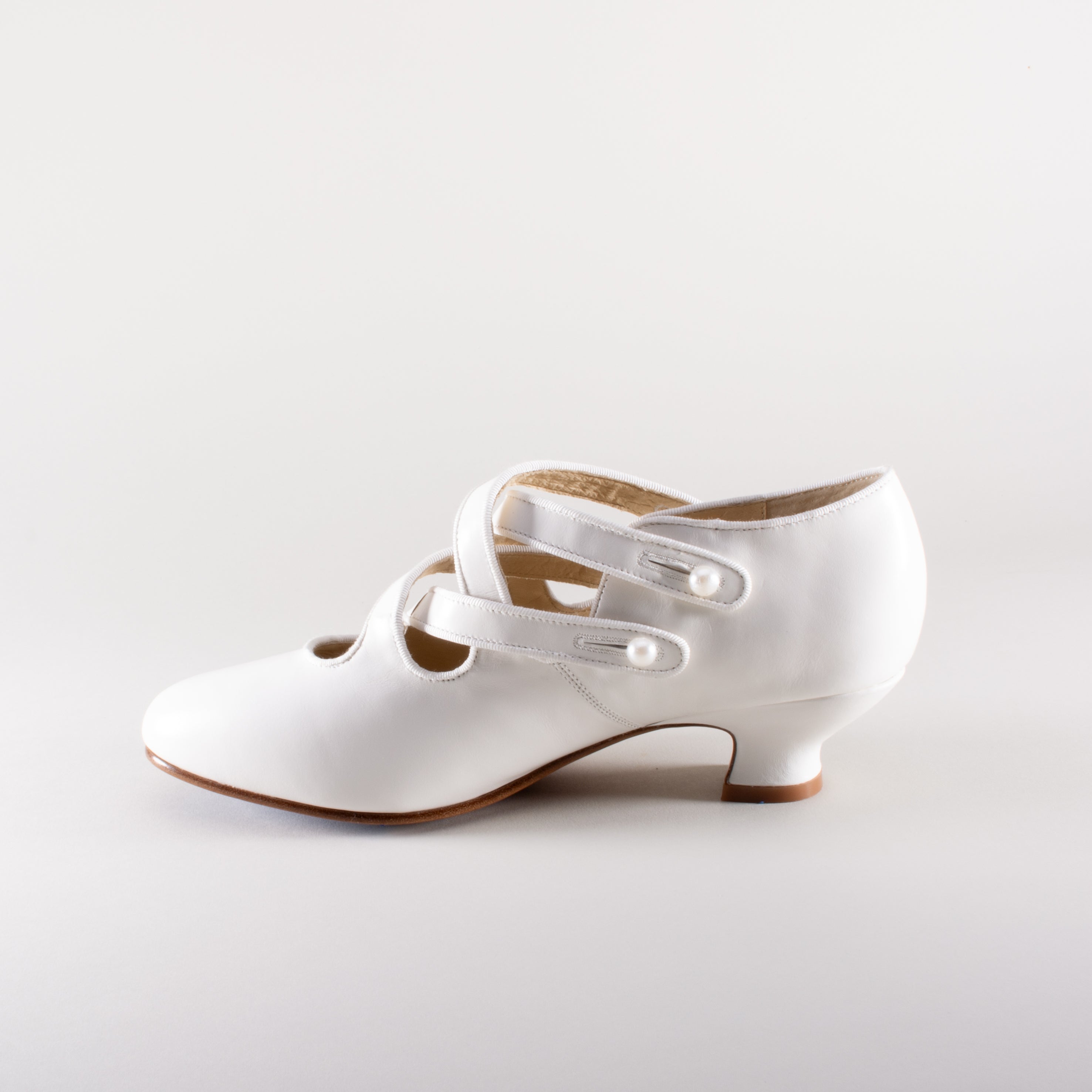 Astoria Edwardian Leather Shoes (Soft Ivory)