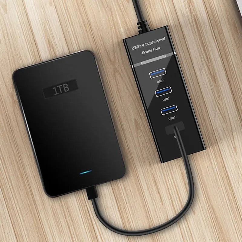 Yigao Super Speed 5 Gbps Transmission 4 Port USB 3.0 Hub with LED Light Splitter Expansion Adapter 0.25m Wire for PC-in Stock