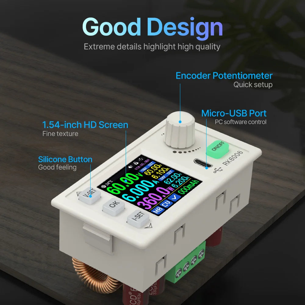 RD RK6006-BT 60V 6A 4 Digit Communication Adjustable DC to DC Step Down Voltage Bench Power Supply Buck Converter