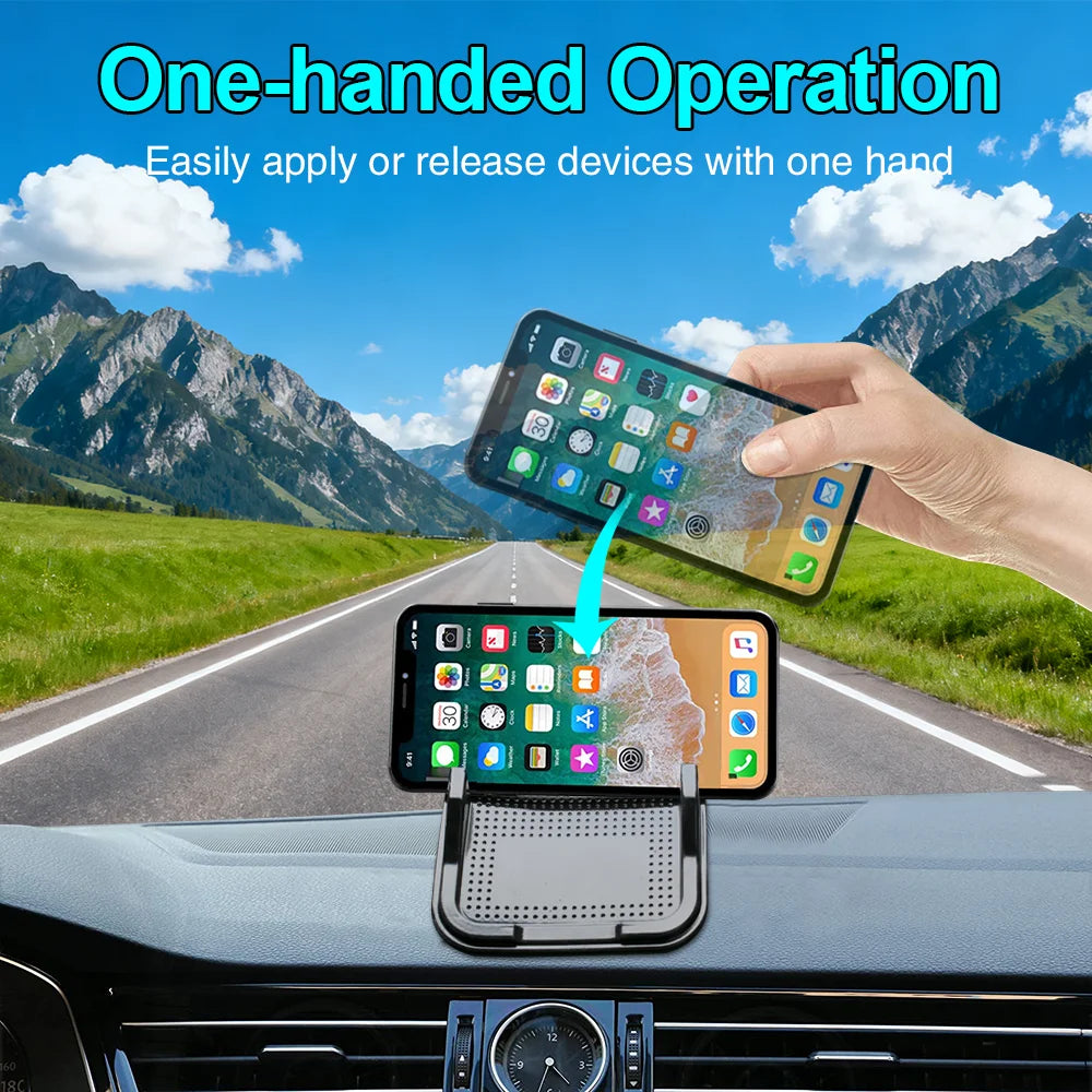Anti-Slip Car Phone Holder Pad with Dual Slots-Universal Smartphone & GPS Dashboard Mount