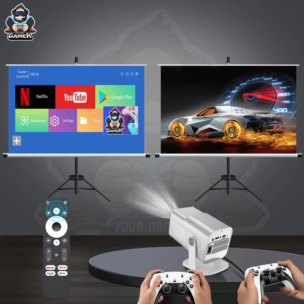 Latest HCS350 max Gaming Projector Allwinner H713 3D 4k HD Android 11 High Lumen Wireless Smart Projector with Wireless Gamepad