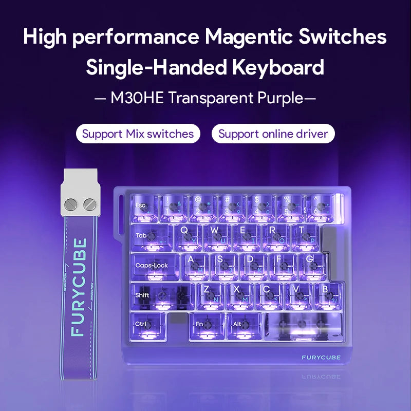 FURYCUBE M30HE High Performance Single-HandedMagnetic Switch Keyboard RGB 29 Keys Rapid Trigger Gamer Gaming Wired Keyboard