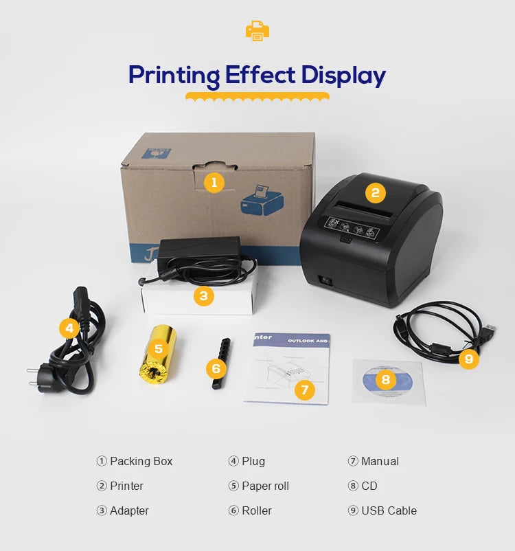 Wholesale Cheap Inkless Thermal Printer 80mm Receipt Printer USB Bluetooth Wifi Lan Port POS Printer for Small Business