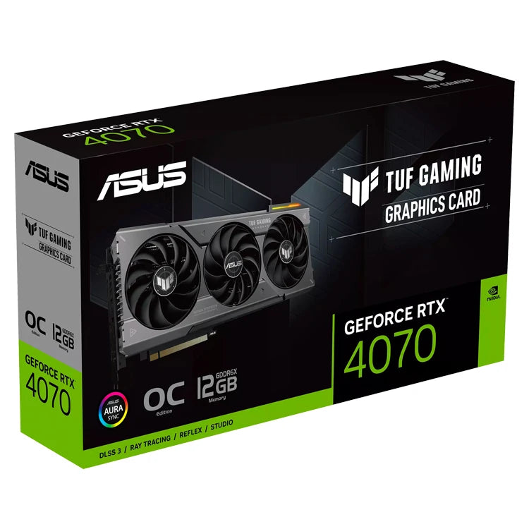 Used ASU'S TUF-RTX4070-O12G-GAMING Graphics Card With 12GB GDDR6X 192 Bit Memory Support OverClock
