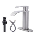 Waterfall Bathroom Faucet Single Hole Single Handle Faucet with Stainless Steel Metal Brushed Nickel Modern Water Basin Faucet