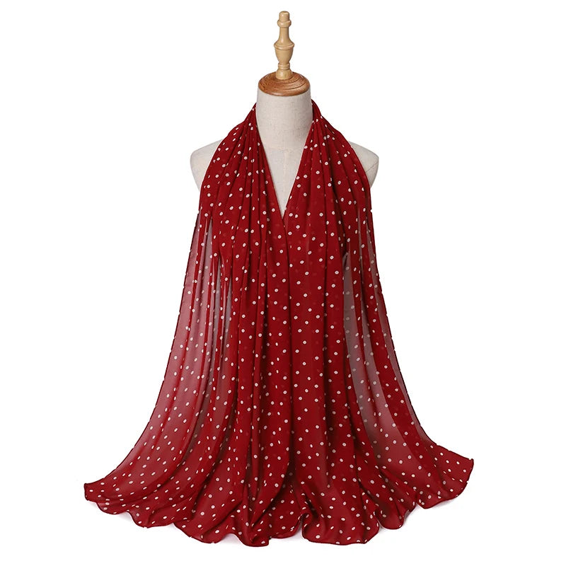 Chiffon Printed Hijabs Shawl Hijab Wave Point Printing Paisley Headscarf Malaysia Women Scarf Hijab