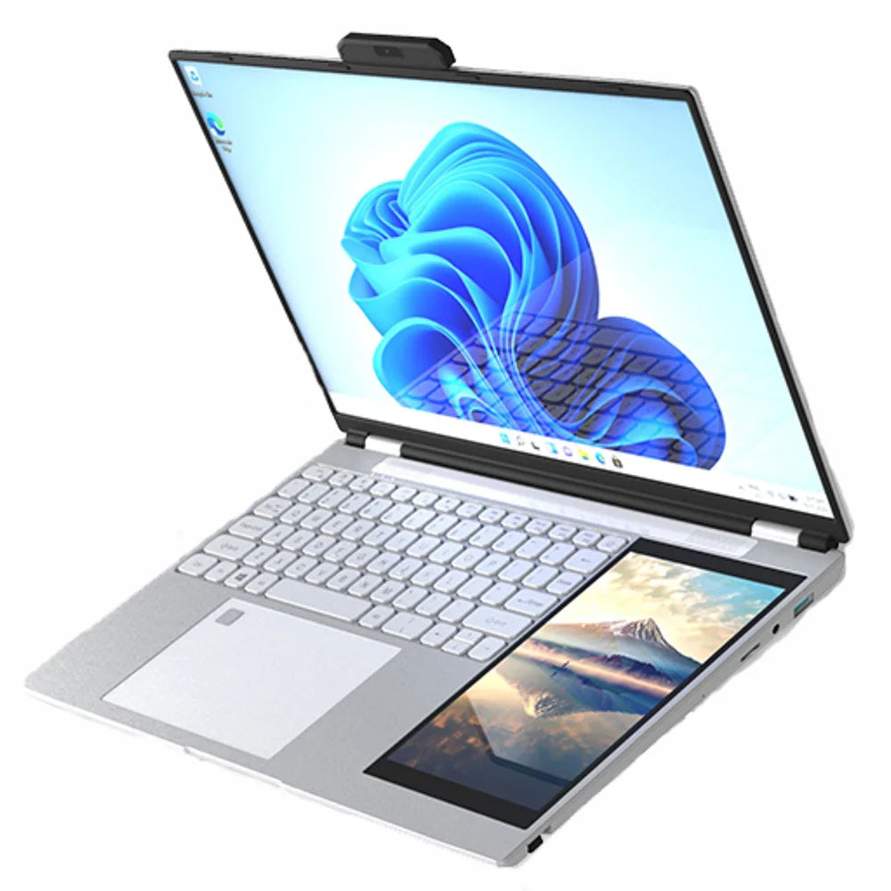Brand New OEM 15.6 Inch +7 Inch IPS Dual Display 13th Gen N100 Quad Core Touch Screen Aluminum Laptop Fingerprint Metal Notebook