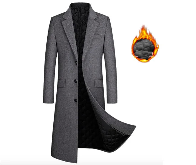 2024 Trench Coat High Quality Winter Mens Long Wool Overcoat Men Warm Thick Woolen Coat