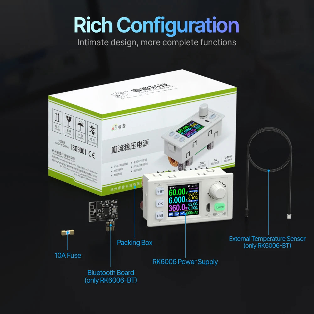 RD RK6006-BT 60V 6A 4 Digit Communication Adjustable DC to DC Step Down Voltage Bench Power Supply Buck Converter