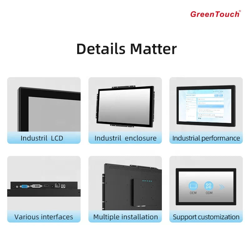 23.8 24 Inch Full HD IPS LCD Touch Screen Monitor Frameless Vandalproof Touch Display for Self-Service ATM KIOSKS Touch Monitor