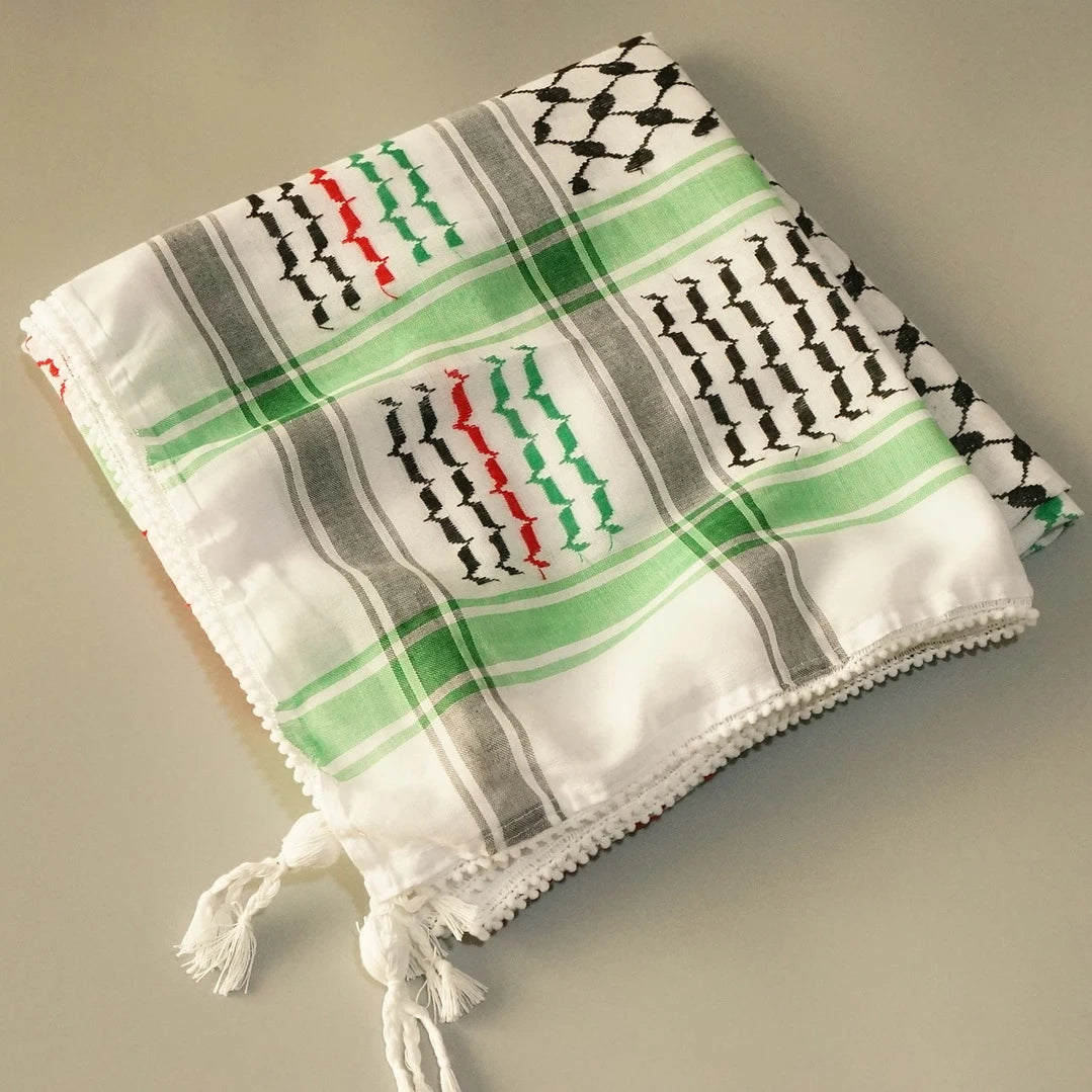 Arab Turban Muslim Keffiyeh Scarf Hijab Shemagh Desert Keffiyeh Fashion Style Muslim for Head Neck Scarf White for Men square