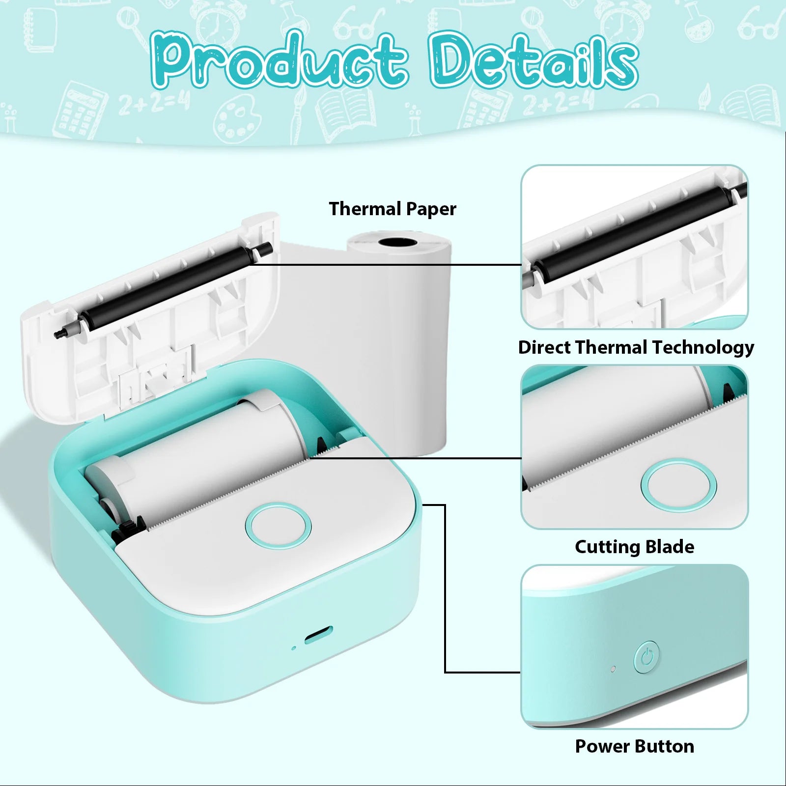 Phomemo T02 Inkless Mini Pocket Printer Print Photo Portable Thermal Mini Photo Printer Receipt