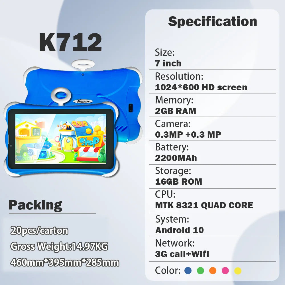 Custom 7 Inch 2gb 16gb Kid Tab Educational Learning 3g 7 Inch Kids Android Tablet With Sim Card Slot