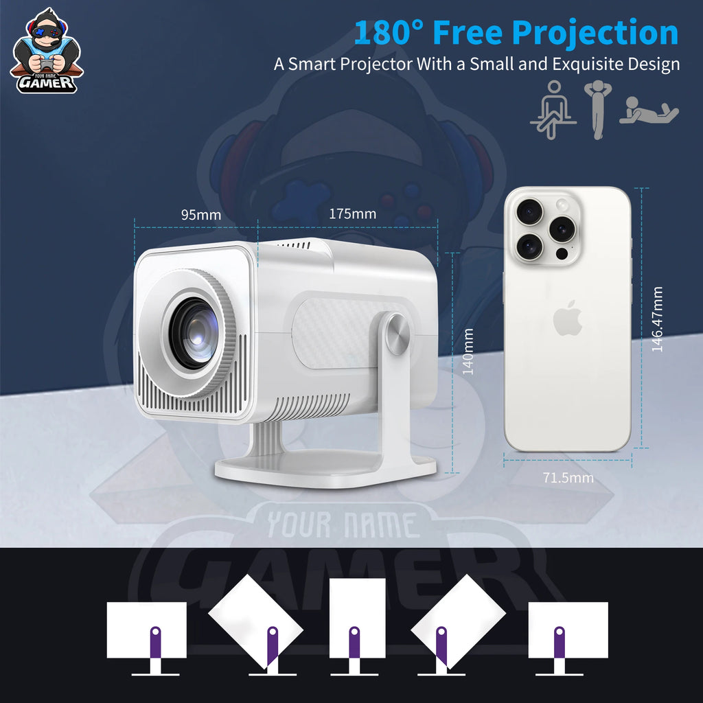 Latest HCS350 max Gaming Projector Allwinner H713 3D 4k HD Android 11 High Lumen Wireless Smart Projector with Wireless Gamepad