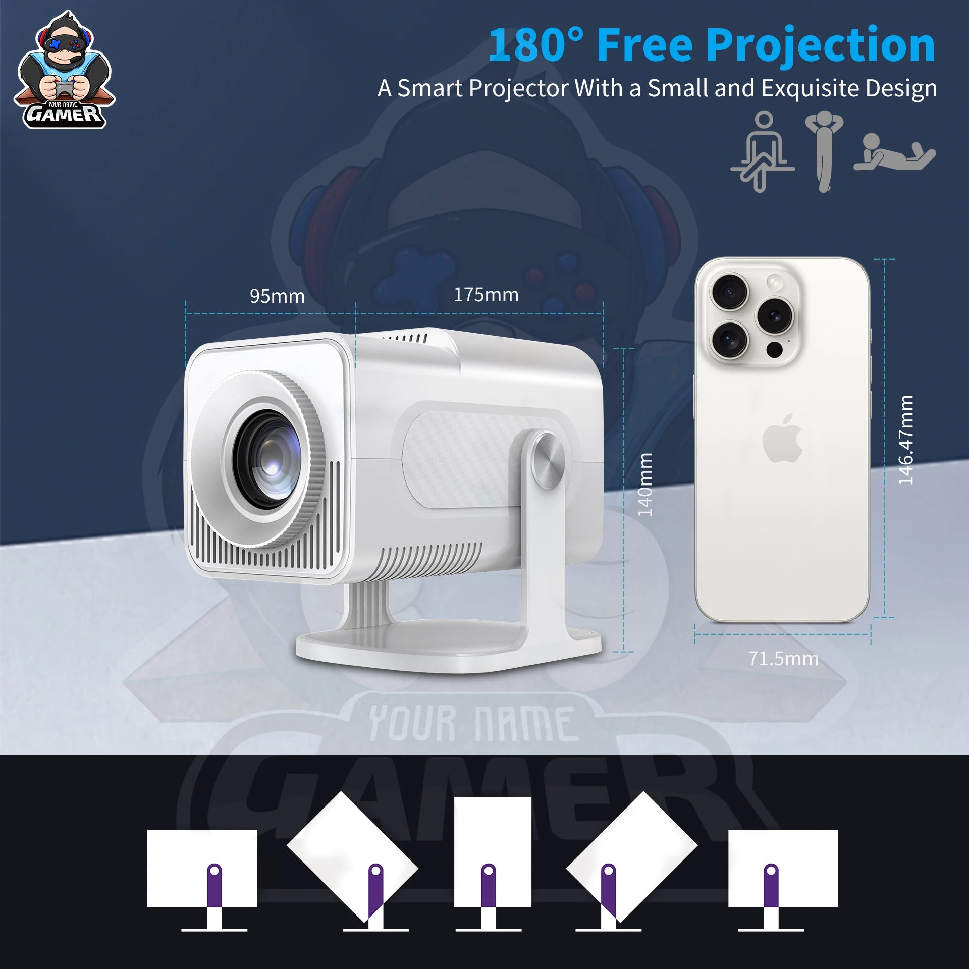 Latest HCS350 max Gaming Projector Allwinner H713 3D 4k HD Android 11 High Lumen Wireless Smart Projector with Wireless Gamepad