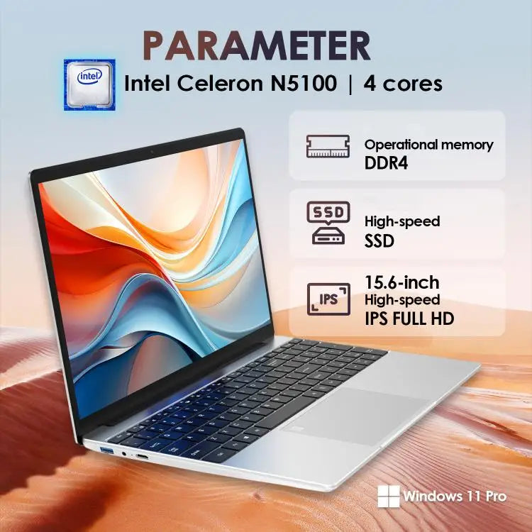 GXMO T152J 15.6 Inch Laptop Wins 11 Pro Intel Celeron N5100 Quad Core No RAM No SSD Barebone Supports Fingerprint Unlock