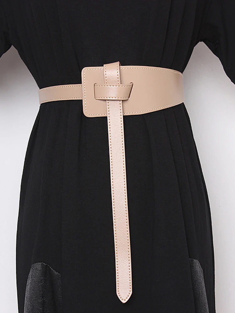 TWOTWINSTYLE Fashionable Accessories Gather Waist Solid Color Women'S Leather Belt