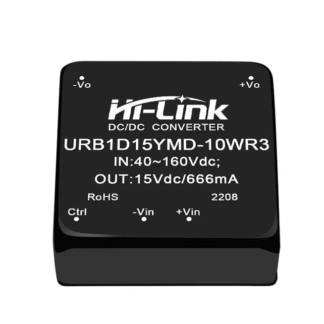 Official 10W DC-AC URB1D12YMD-10WR3 CCTV Step Supply Module 110V(40-160Vdc) 15V 666mA Isolated Switch Converter Single Output