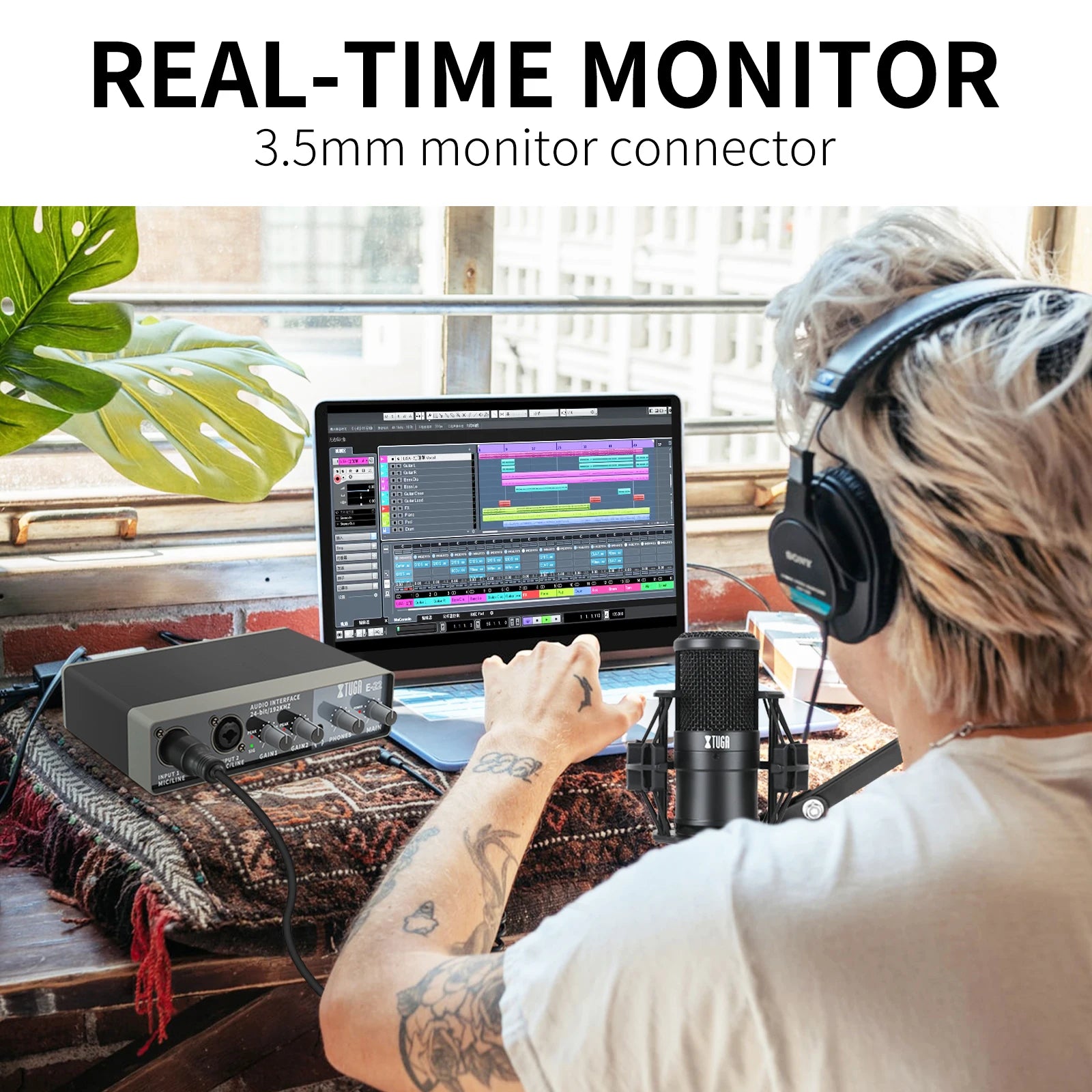 XTUGA E22 Professional Studio Audio Interface New Arrival USB Sound Card Recording PC Recorder for Live Streaming Computer