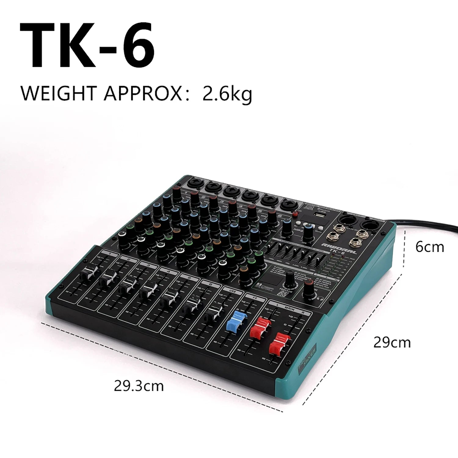TK6 Professional Audio Digital Mixer Mixing Console DJ Sound USB Recorder Music Record Mixer