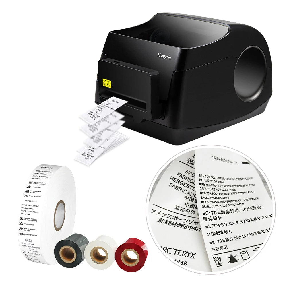 N-mark Fabric Label Printers and Auto-cutting Textile Label Printer for Sticker Printing Machine Custom Ribbon with logo
