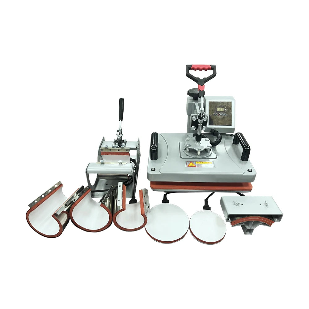 8 in 1 t Shirt Heat Press Machine Cap Cup Mug Glass Heat Transfer Machine for Sublimation / Eco Solvent Printers
