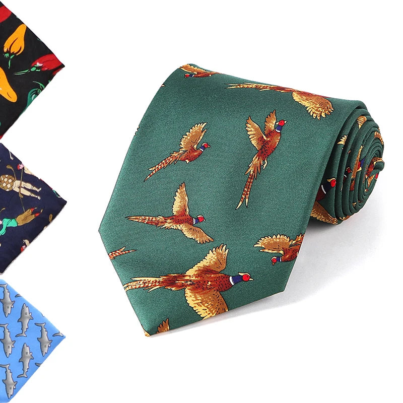 Professional Novelty Tie Wholesale Fashion Creative Polyester Tie 10cm Wide Printed Widening Animal Theme Necktie