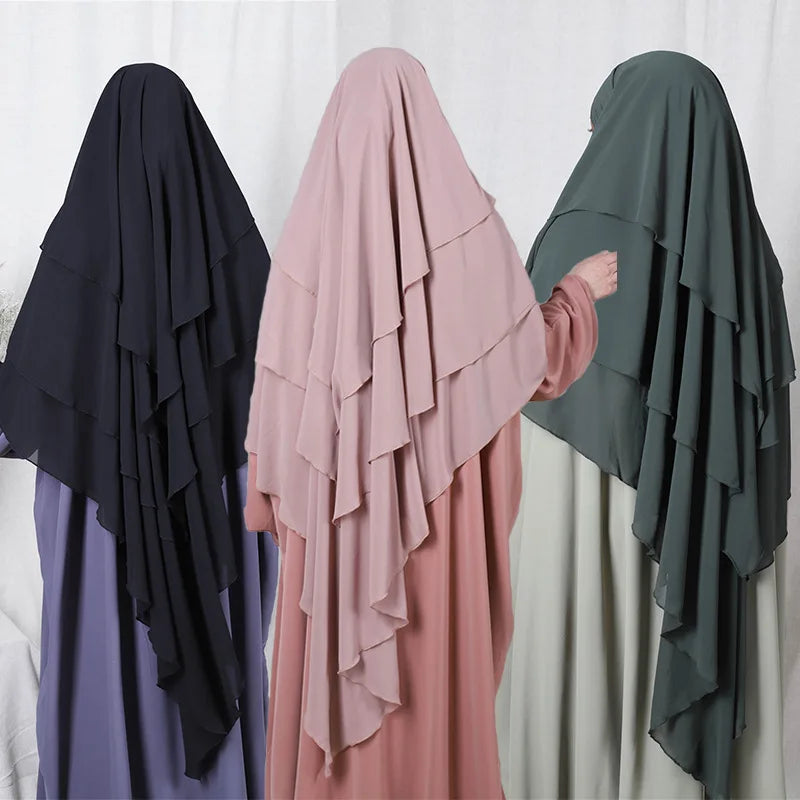 Niqab Muslim Breathable Three Layer Nida Face Veil Cover Modest Islamic Clothing Women Jilbab Prayer Hijab Niqab