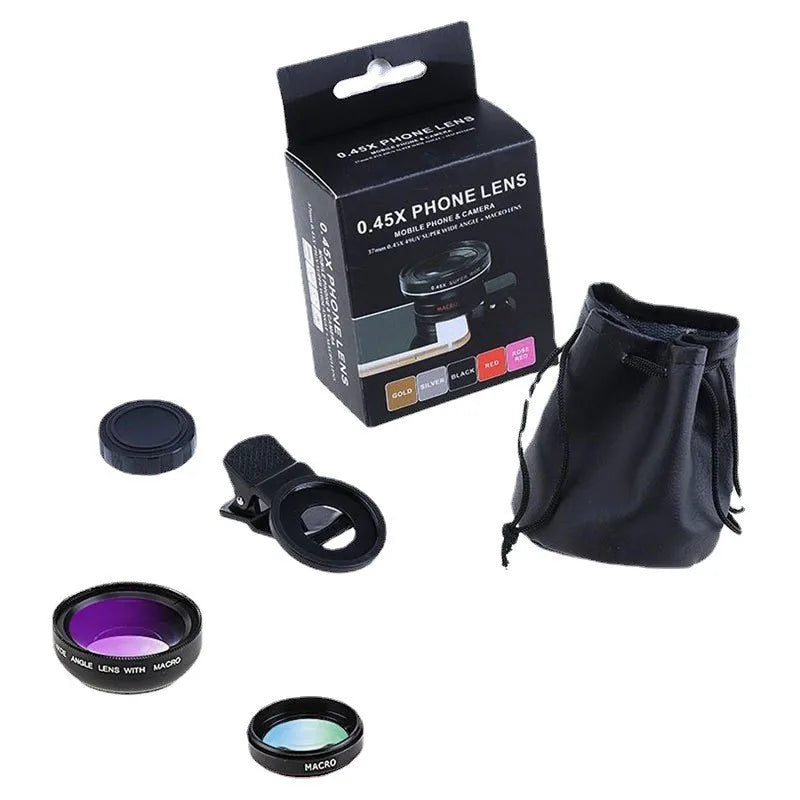 Hot 0.45X 2 in 1 Macro Wide Lens Angle Mobile Phone Camera Lens