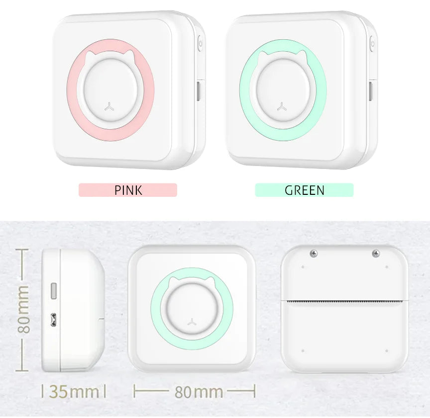 C15 Portable Pocket Mini Thermal Printer Wireless BT 203DPI Photo Label Memo Wrong Question Printing With USB Cable