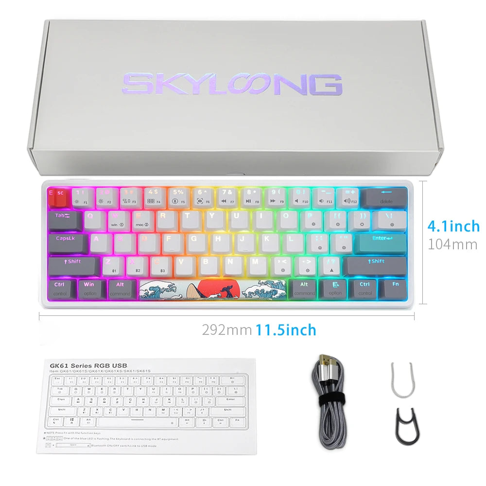 Skyloong 61 Keys Optical Wired Mechanical Keyboard Hot Swapping RGB Backlist for DIY Programing All Keys Function Via Driver