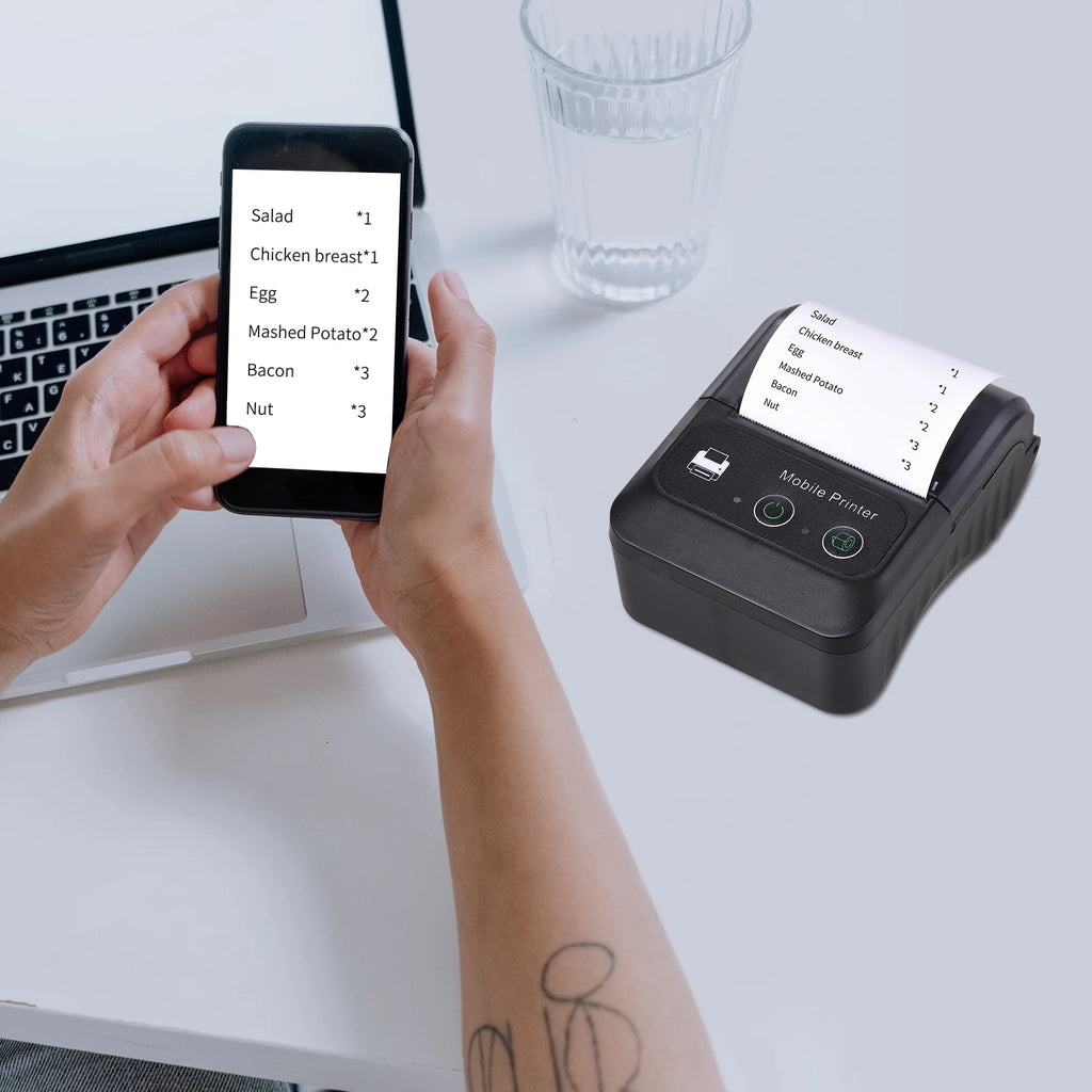 Portable 2 Inch Mini Thermal Printer  Wireless Label Maker for Android IOS Windows