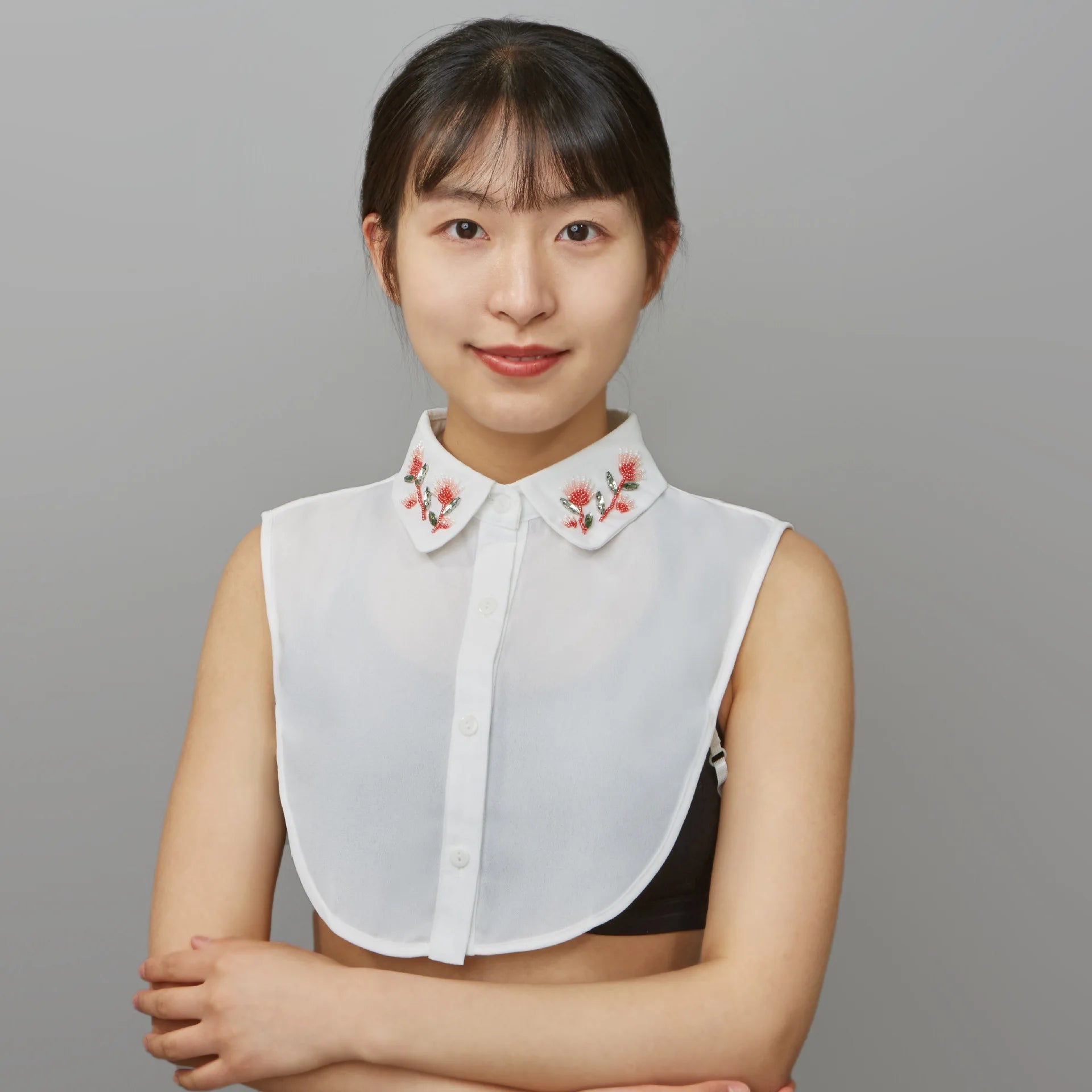 Fashion Women's Luxury Shirt Accessories Detachable White Beaded Embroidery Faux Neckwear Handmade Stylish False Collar