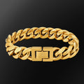 12mm 10mm 8mm Thick Bracelet Miami Cuban Link Chain Women Jewelry 18K Real Gold Plated Stainless Steel Men Cuban Bracelet Homme