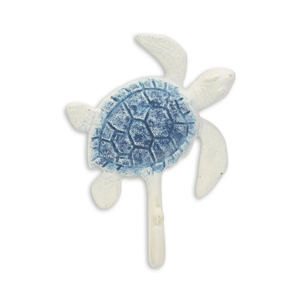 HMS Cast Iron Turtle Wall Hook 4\" Blue White Metal Cloth for Kitchen Bathroom Home Garage Towel Clothing Jewelry Storage