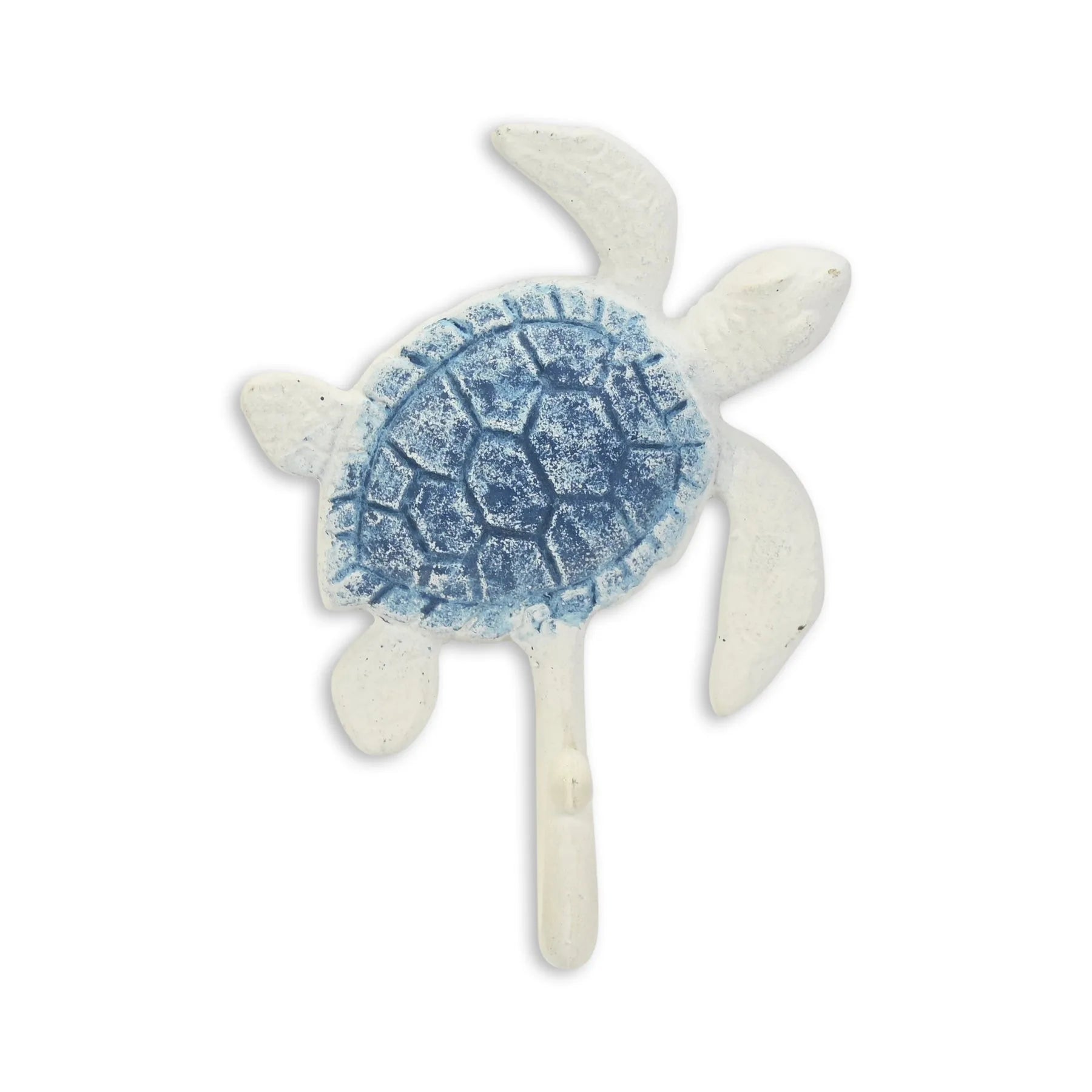 HMS Cast Iron Turtle Wall Hook 4\" Blue White Metal Cloth for Kitchen Bathroom Home Garage Towel Clothing Jewelry Storage