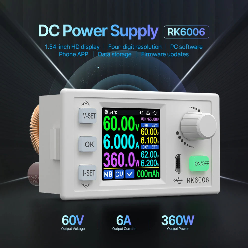 RD RK6006-BT 60V 6A 4 Digit Communication Adjustable DC to DC Step Down Voltage Bench Power Supply Buck Converter