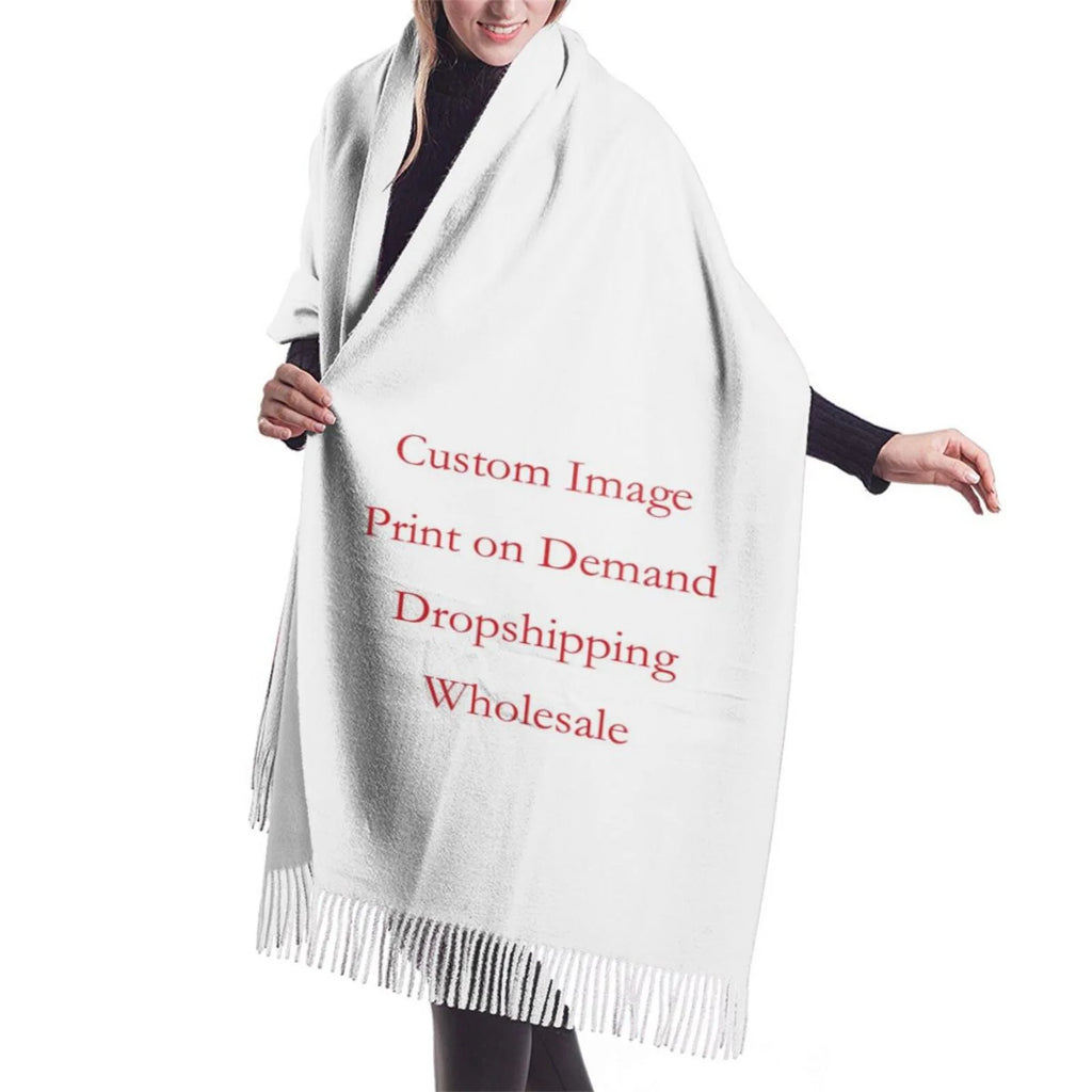 New Wholesale Custom Womens Soft Cashmere Feeling Long Scarf Pashmina Shawls Wraps Scarf Polynesian Tribal Printed Winter Scarf