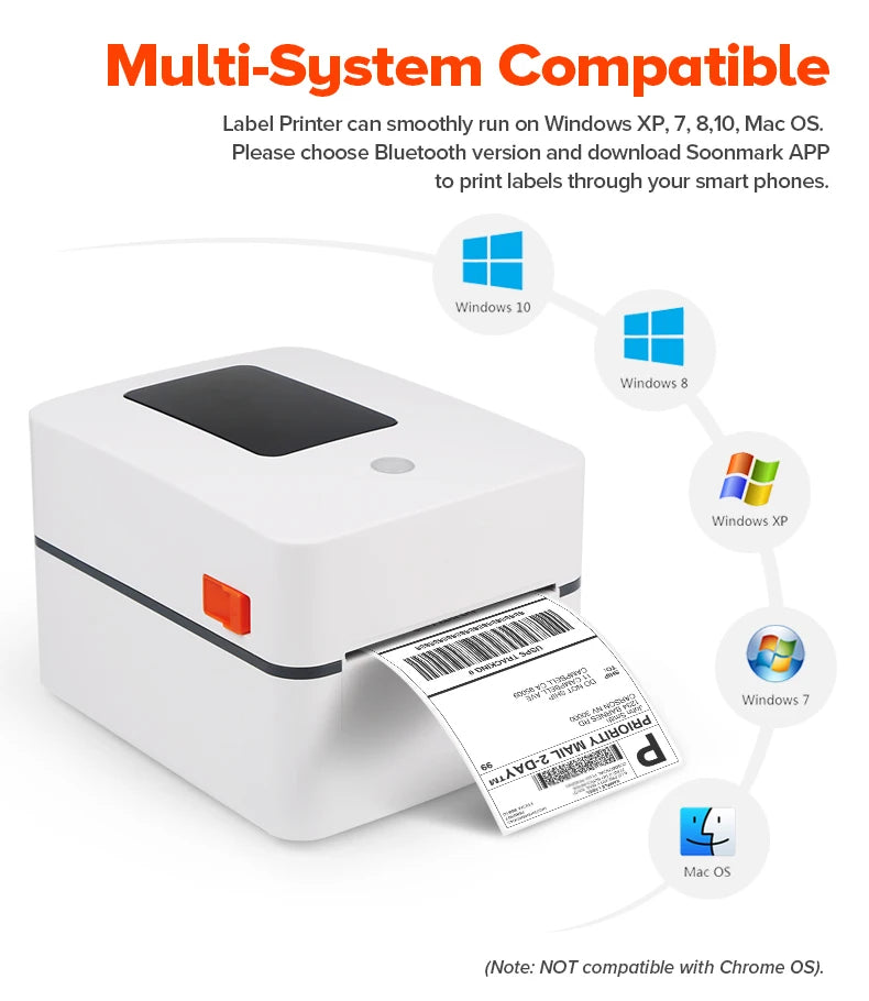 Desktop Thermal Barcode Printer 4x6 120mm Shipping Label Printer With Blue Tooth Thermal Label Printer