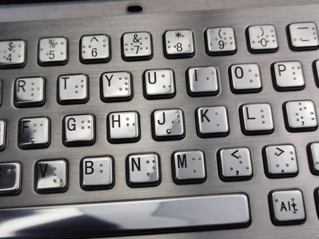 Industrial Metal Braille Stainless Steel Keyboard IP65 USB Metal Keyboard With Trackball Touchpad